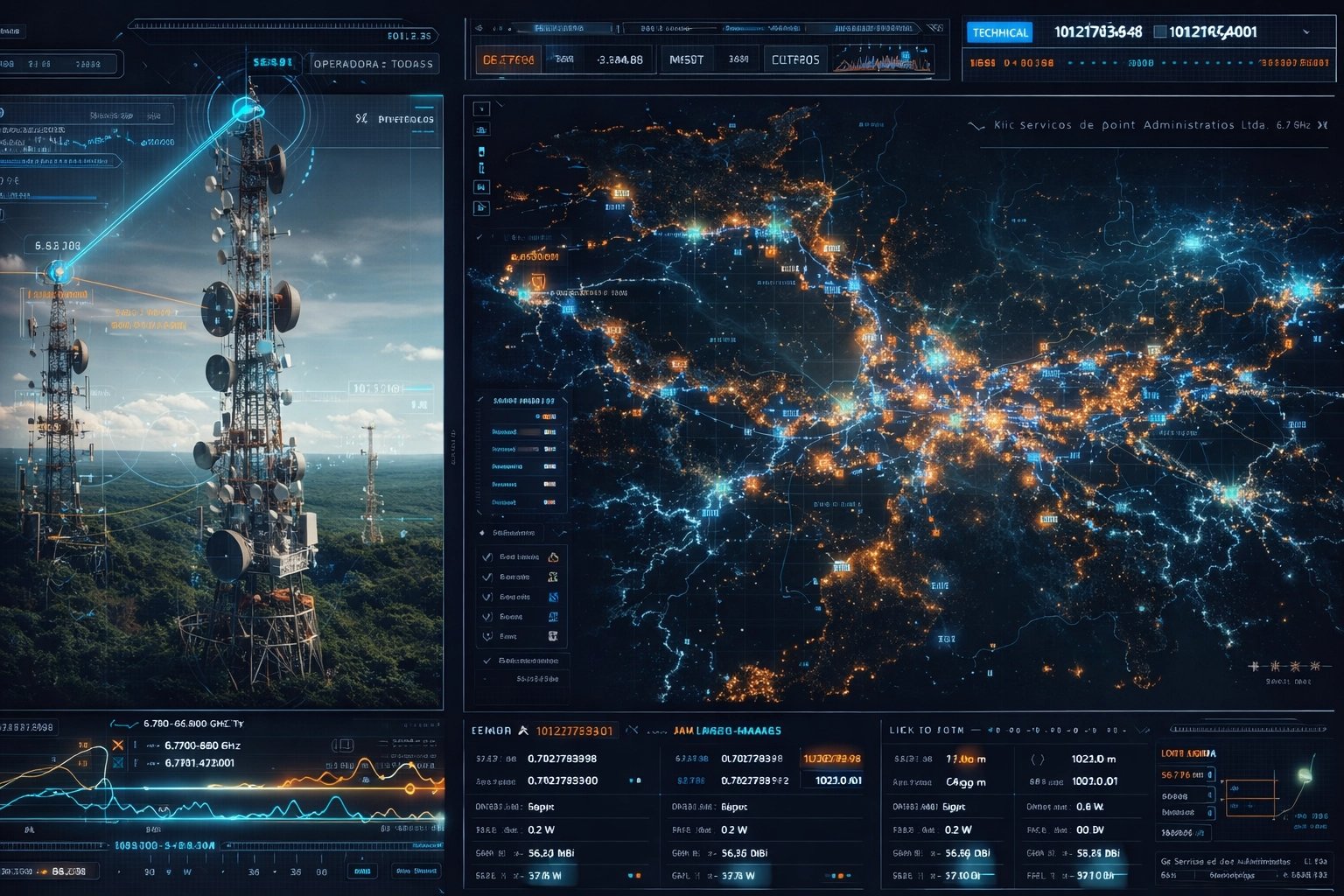 DBA Telecom Explorer — visão geoespacial de torres, enlaces MW e cobertura RF